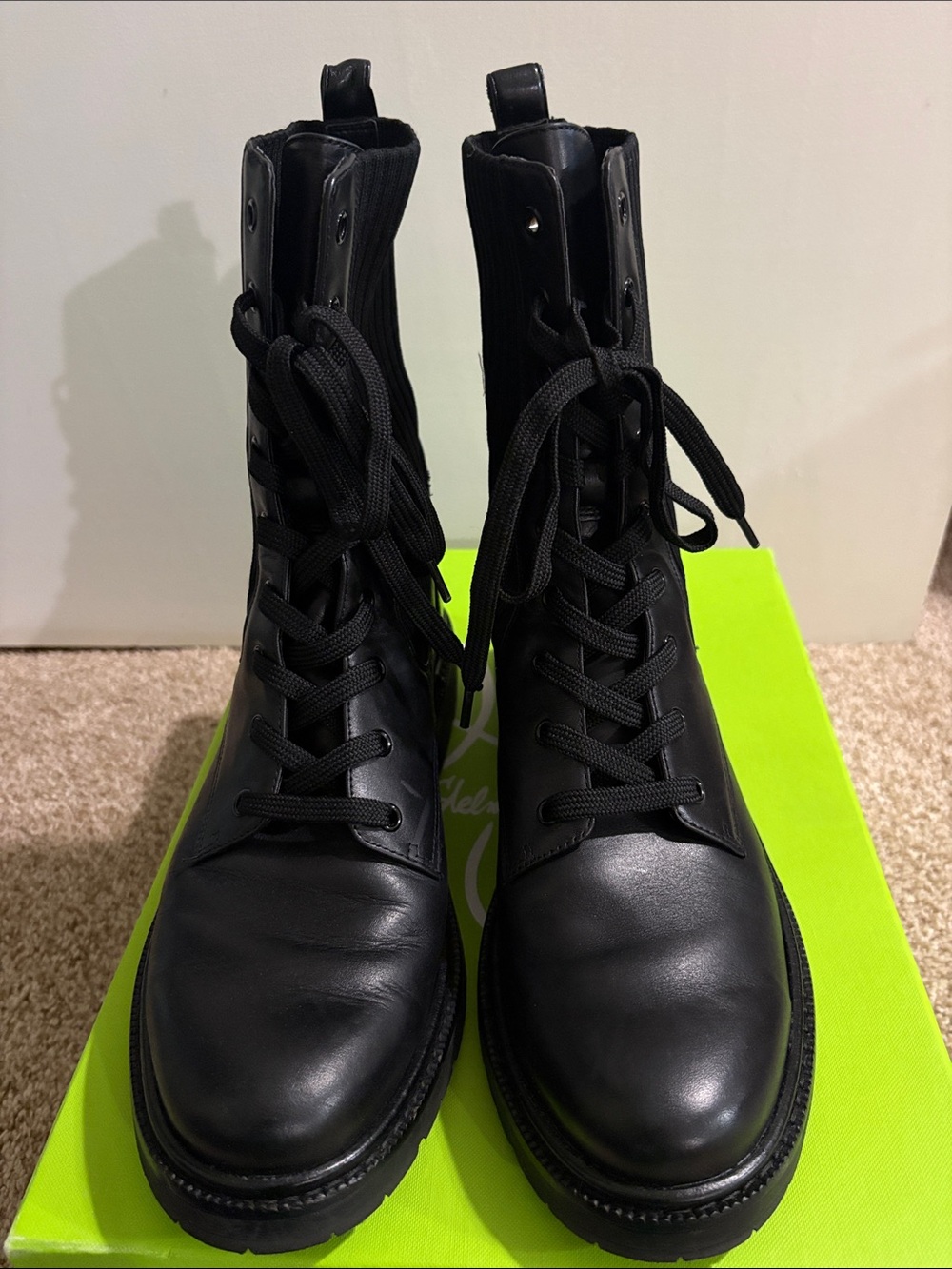 Sam Edelman Lydell Black Leather Lace-Up Women's Combat Boots - Picture 2 of 6